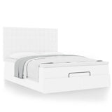 Cadre de lit ottoman avec matelas blanc 140x190 cm similicuir