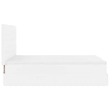 Cadre de lit ottoman avec matelas blanc 140x190 cm similicuir