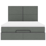 Cadre de lit ottoman avec matelas gris foncé 140x190 cm tissu