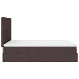 Cadre de lit ottoman avec matelas marron foncé 140x190 cm tissu