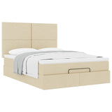 Cadre de lit ottoman avec matelas crème 140x190 cm tissu