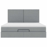 Cadre de lit ottoman et matelas gris clair 160x200cm tissu