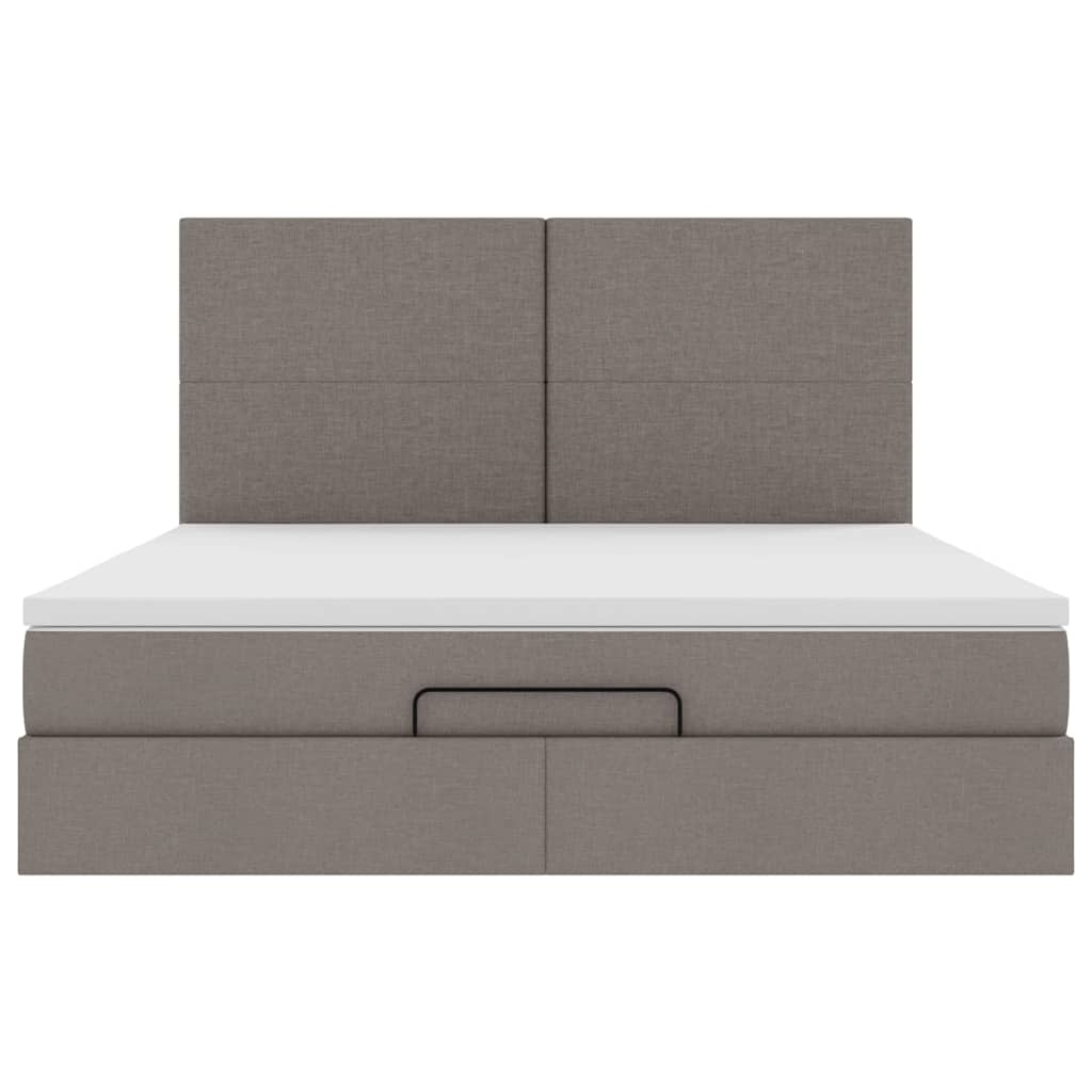 Cadre de lit ottoman avec matelas taupe 180x200 cm tissu