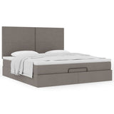 Cadre de lit ottoman avec matelas taupe 180x200 cm tissu