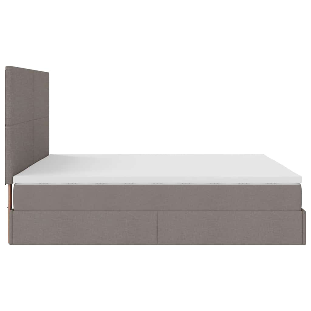 Cadre de lit ottoman avec matelas taupe 200x200cm tissu