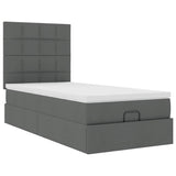 Cadre de lit ottoman avec matelas gris foncé 80x200 cm tissu