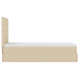 Cadre de lit ottoman avec matelas crème 80x200 cm tissu