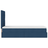 Cadre de lit ottoman avec matelas bleu 80x200 cm tissu