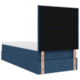 Cadre de lit ottoman avec matelas bleu 80x200 cm tissu