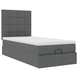 Cadre de lit ottoman avec matelas gris foncé 90x190 cm tissu