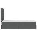 Cadre de lit ottoman avec matelas gris foncé 90x190 cm tissu