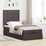 Cadre de lit ottoman avec matelas marron foncé 90x190 cm tissu