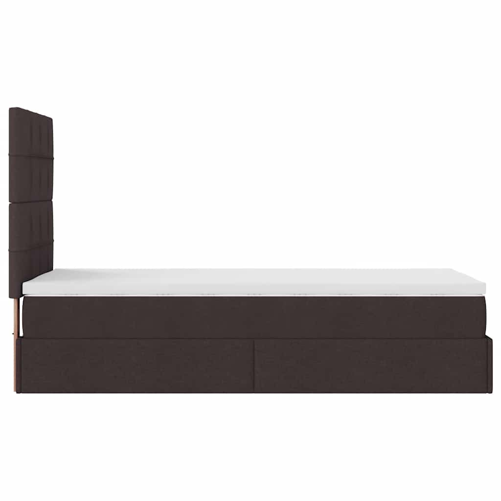 Cadre de lit ottoman avec matelas marron foncé 90x190 cm tissu