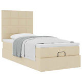 Cadre de lit ottoman avec matelas crème 90x190 cm tissu