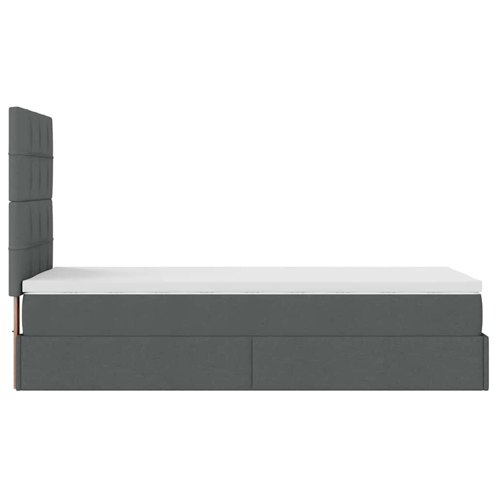 Cadre de lit ottoman avec matelas gris foncé 90x200 cm tissu