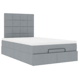 Cadre de lit ottoman avec matelas gris clair 120x190 cm tissu