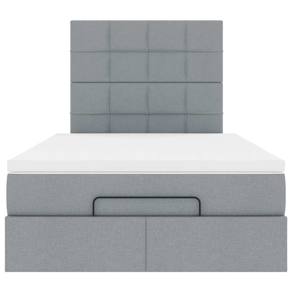 Cadre de lit ottoman avec matelas gris clair 120x190 cm tissu