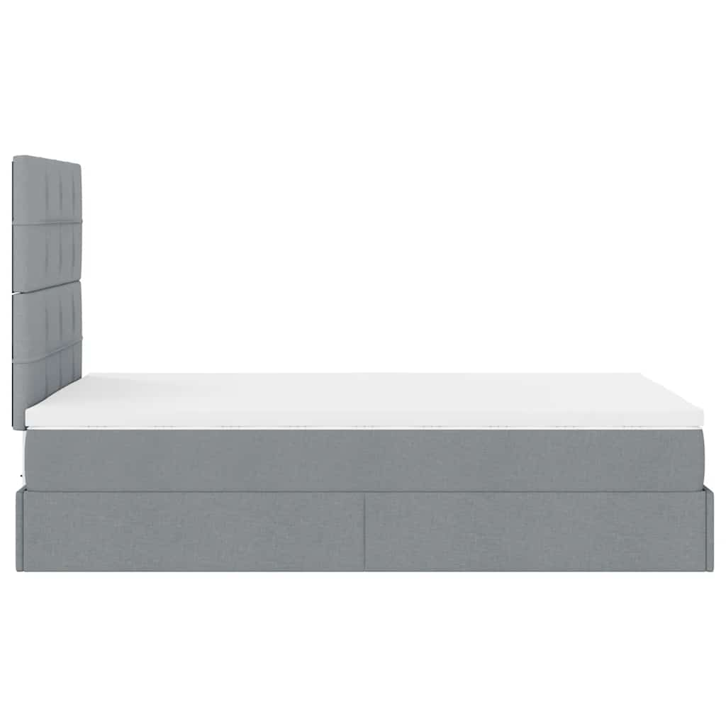 Cadre de lit ottoman avec matelas gris clair 120x190 cm tissu