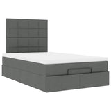 Cadre de lit ottoman avec matelas gris foncé 120x190 cm tissu