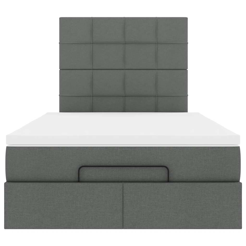 Cadre de lit ottoman avec matelas gris foncé 120x190 cm tissu