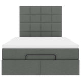 Cadre de lit ottoman avec matelas gris foncé 120x190 cm tissu