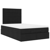 Cadre de lit ottoman avec matelas noir 120x190 cm tissu