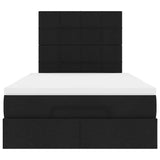 Cadre de lit ottoman avec matelas noir 120x190 cm tissu