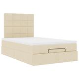 Cadre de lit ottoman avec matelas crème 120x190 cm tissu