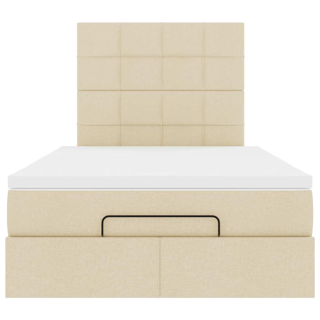 Cadre de lit ottoman avec matelas crème 120x190 cm tissu