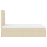 Cadre de lit ottoman avec matelas crème 120x190 cm tissu