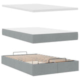 Cadre de lit ottoman et matelas gris clair 120x200 cm tissu