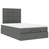 Cadre de lit ottoman avec matelas gris foncé 120x200cm tissu