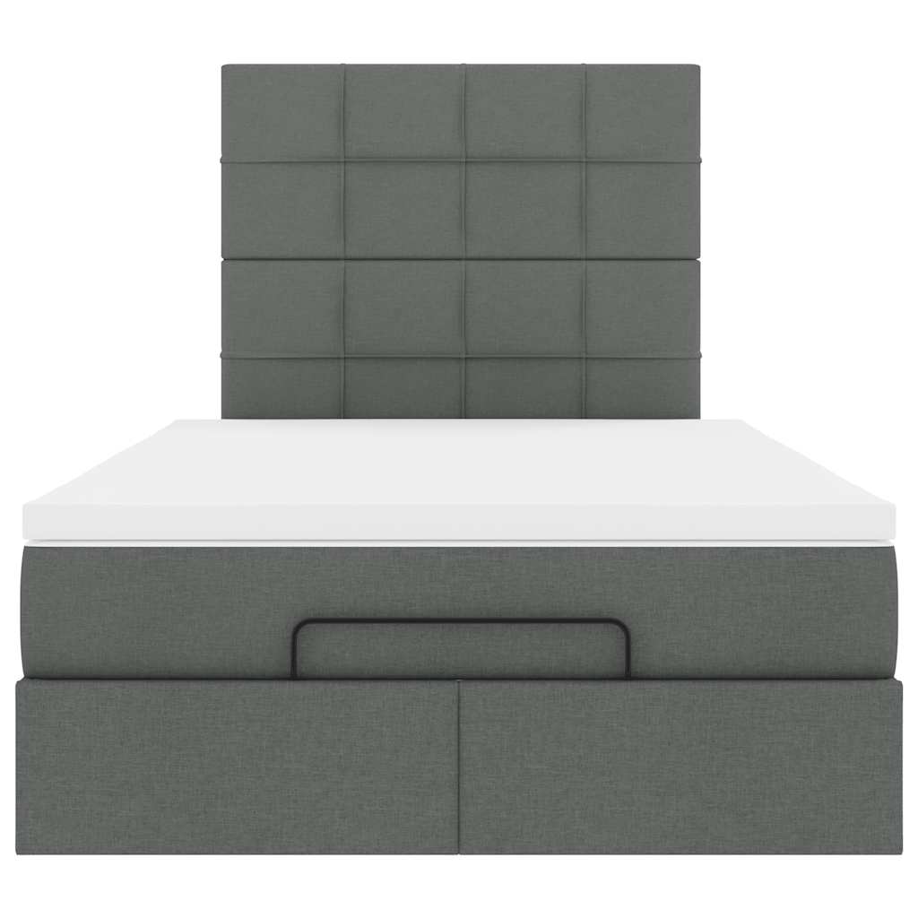 Cadre de lit ottoman avec matelas gris foncé 120x200cm tissu