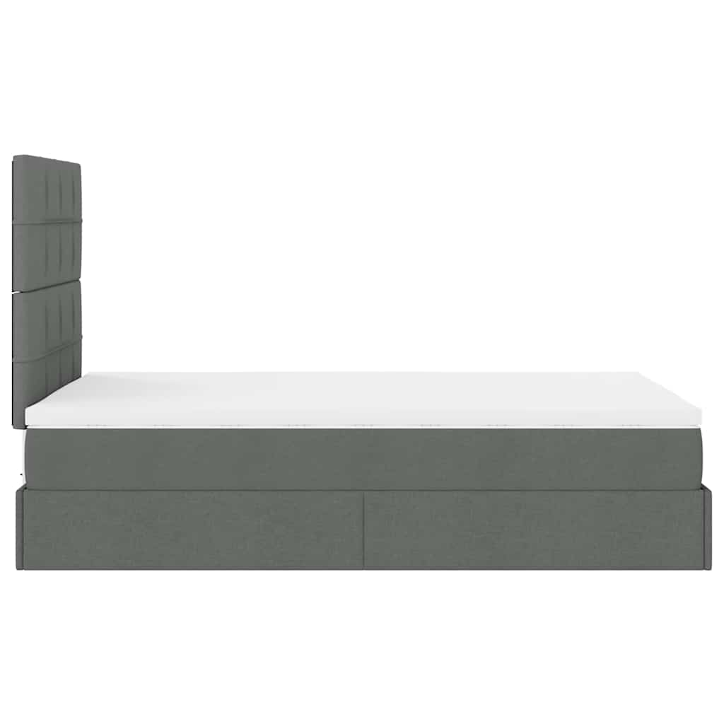 Cadre de lit ottoman avec matelas gris foncé 120x200cm tissu