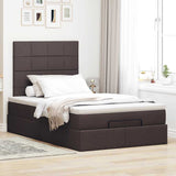 Cadre de lit ottoman avec matelas marron foncé 120x200 cm tissu