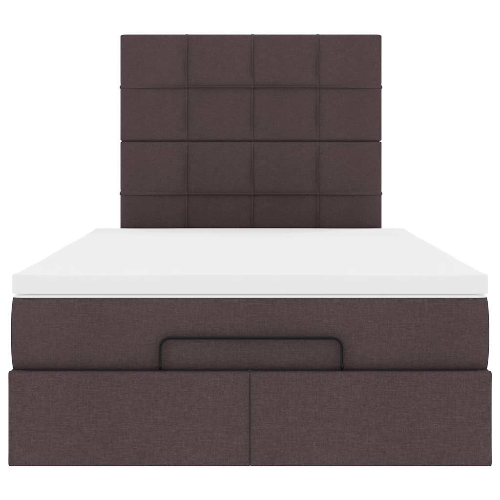 Cadre de lit ottoman avec matelas marron foncé 120x200 cm tissu