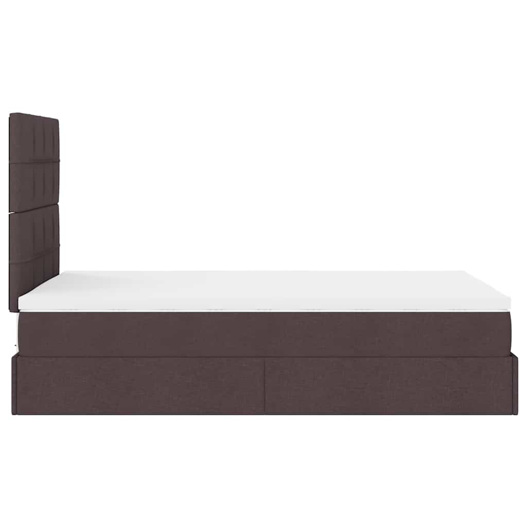 Cadre de lit ottoman avec matelas marron foncé 120x200 cm tissu