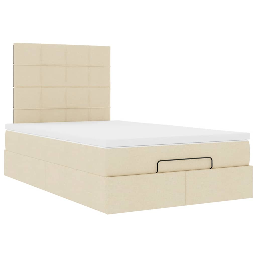 Cadre de lit ottoman avec matelas crème 120x200cm tissu