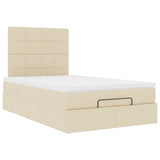 Cadre de lit ottoman avec matelas crème 120x200cm tissu