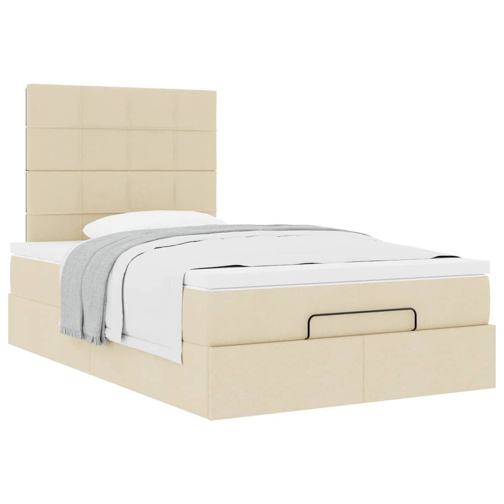 Cadre de lit ottoman avec matelas crème 120x200cm tissu