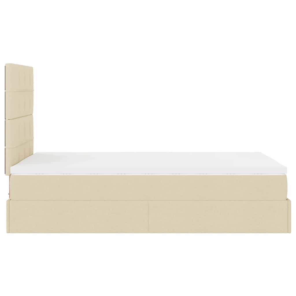 Cadre de lit ottoman avec matelas crème 120x200cm tissu