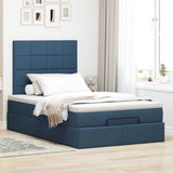 Cadre de lit ottoman avec matelas bleu 120x200 cm tissu