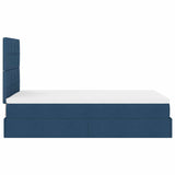 Cadre de lit ottoman avec matelas bleu 120x200 cm tissu