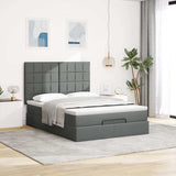 Ottoman bed frame with dark gray mattress 140x190 cm fabric