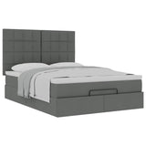 Ottoman bed frame with dark gray mattress 140x190 cm fabric