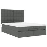 Ottoman bed frame with dark gray mattress 140x190 cm fabric