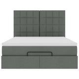 Ottoman bed frame with dark gray mattress 140x190 cm fabric