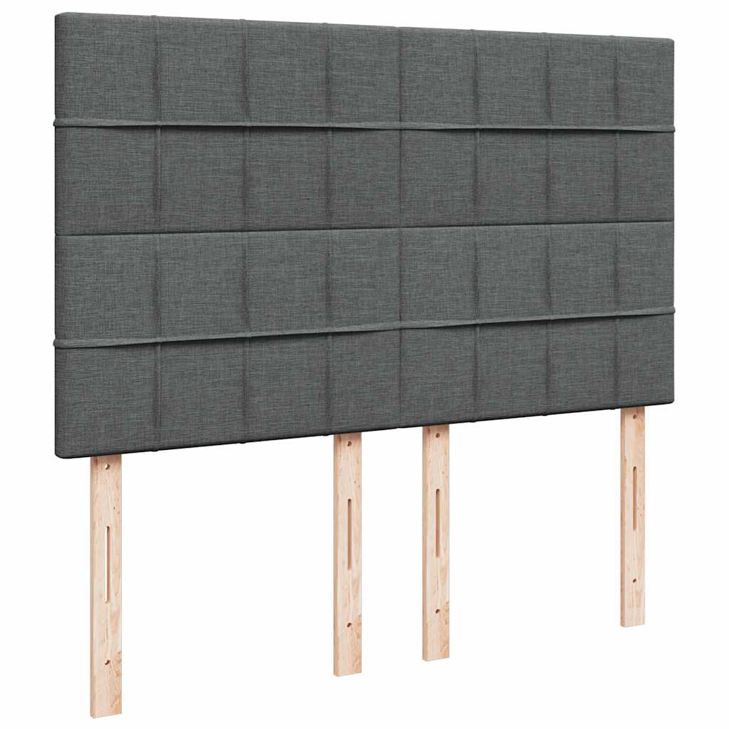 Ottoman bed frame with dark gray mattress 140x190 cm fabric