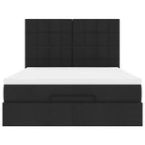 Cadre de lit ottoman avec matelas noir 140x190 cm tissu