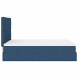 Cadre de lit ottoman avec matelas bleu 140x190 cm tissu